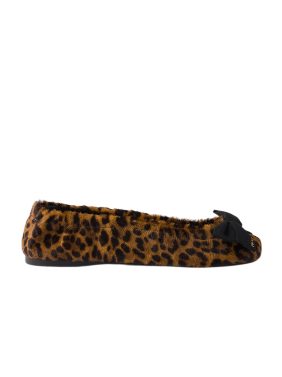 Prada Ballerines en cuir imprimé avec nœud