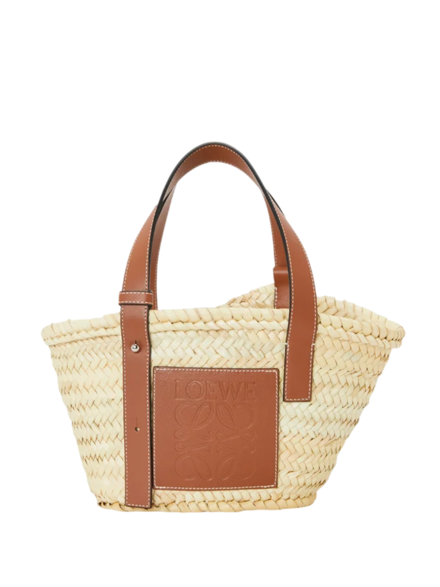LOEWE Petit panier en fibres de palmier et cuir de veau