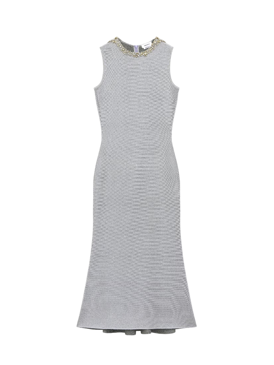 Alexander McQueen Robe Midi à Broderie Chain Mail pour Femme en Argenté