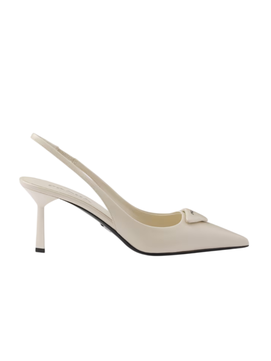 Prada Escarpins à bride arrière en cuir Saffiano verni