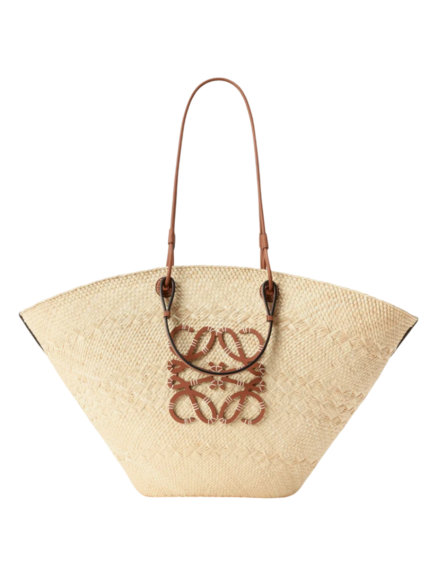 LOEWE Grand panier Anagram en palmier Iraca et cuir de veau