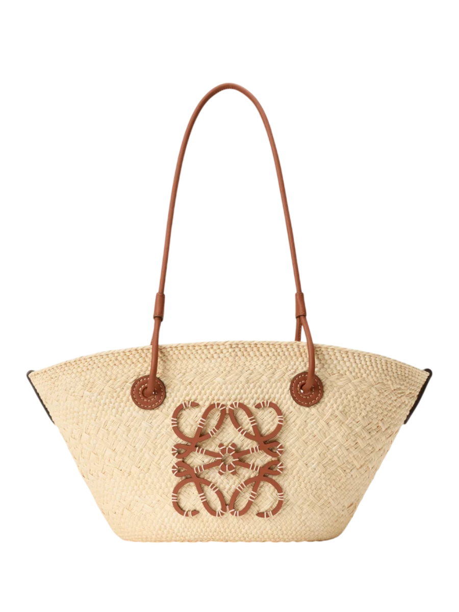 LOEWE Petit panier Anagram en palmier Iraca et cuir de veau