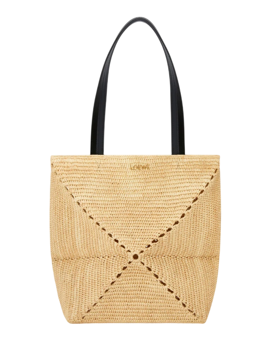 LOEWE Puzzle Fold tote moyen en raphia