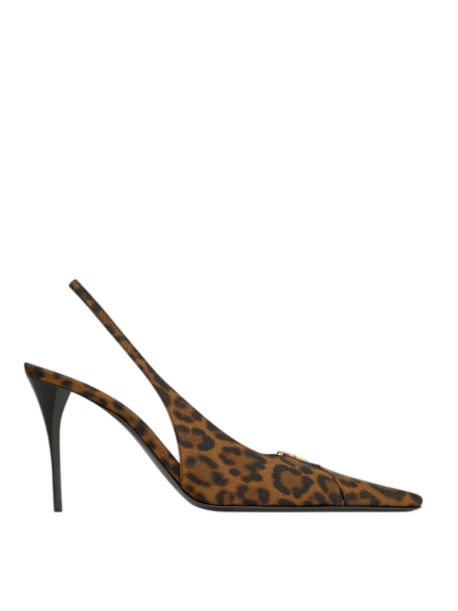 Yves Saint Laurent BABYLONE BRETEUIL slingbacks en gros-grain léopard