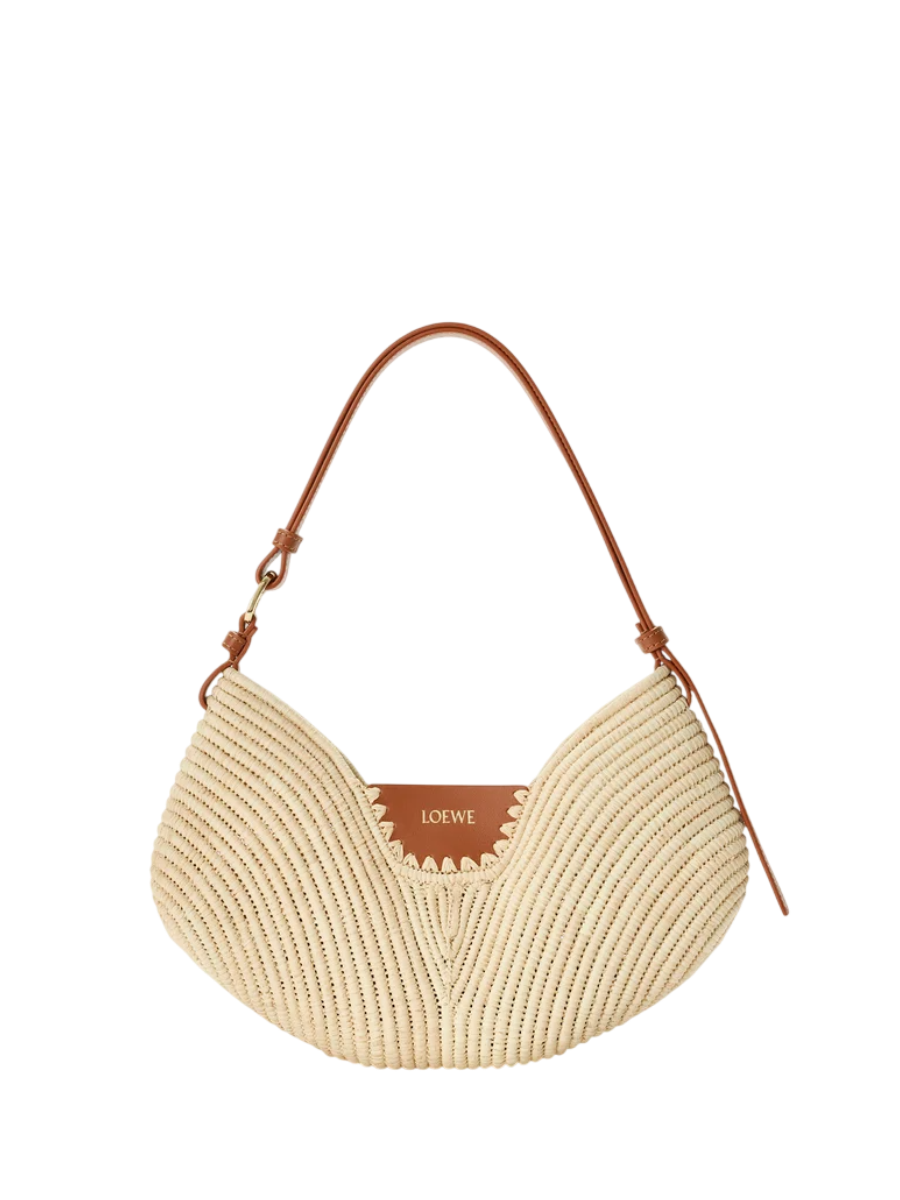LOEWE Sac Loewe Swing moyen en raphia et cuir de veau