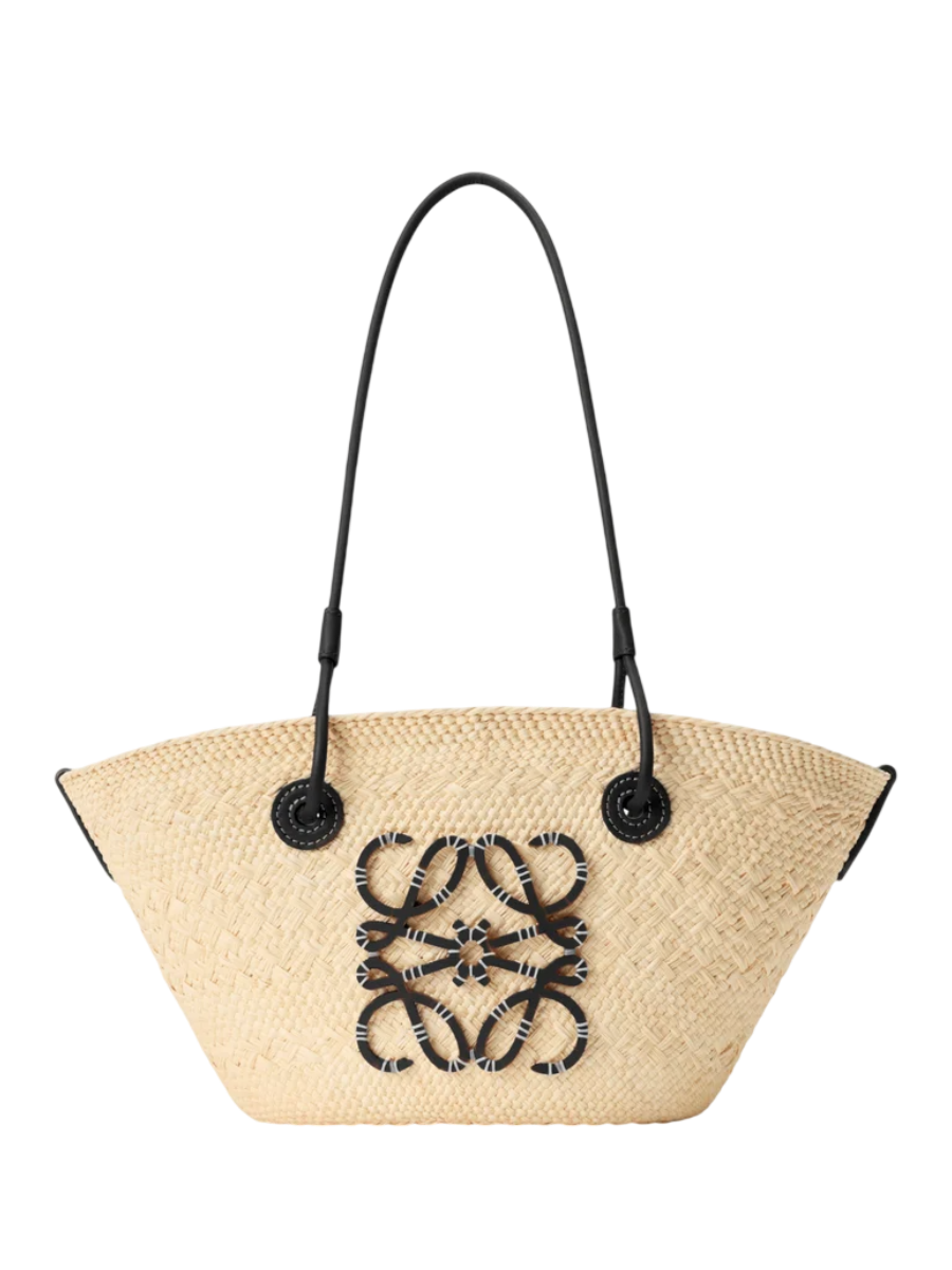LOEWE Petit panier Anagram en palmier Iraca et cuir de veau